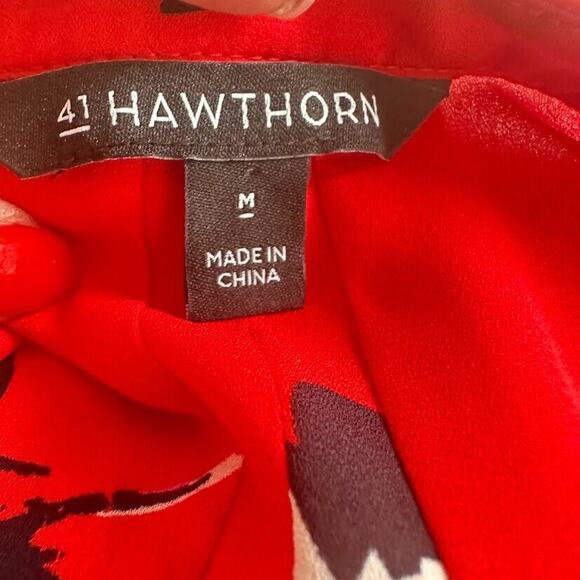 41 Hawthorn Breyson Pleated Detail Sleeveless Blouse Top Size Medium Red Floral - Picture 4 of 5